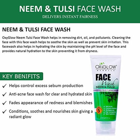 Oxyglow Herbals Face Wash Neem Tulsi|Cleanses & Prevents Pimples (100 Gram)