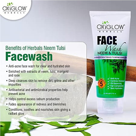 Oxyglow Herbals Face Wash Neem Tulsi|Cleanses & Prevents Pimples (100 Gram)