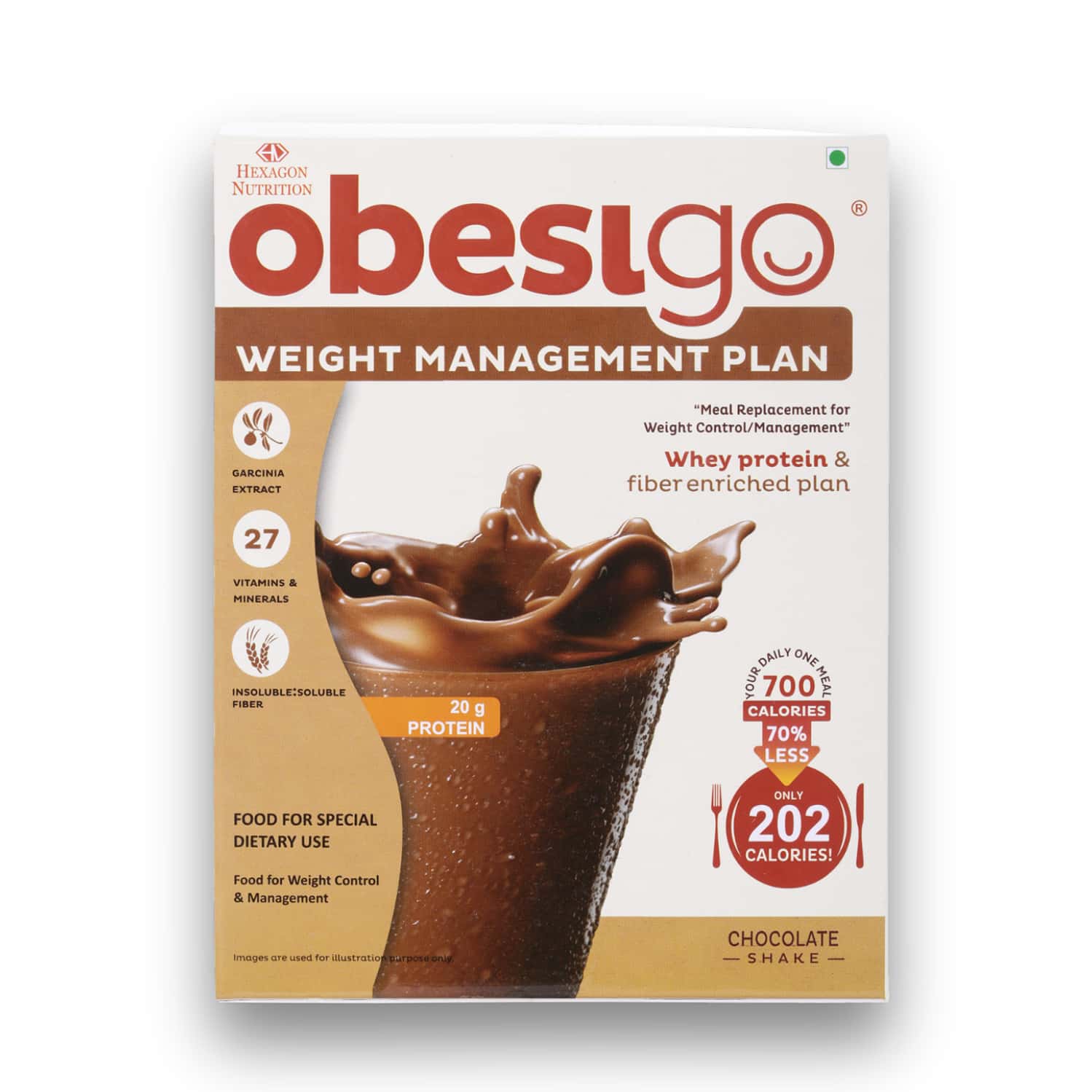 Obesigo | Best Meal Replacement Shake | Weight Loss (350gm | 7 Sachets - Weekly | Chocolate Flavour)