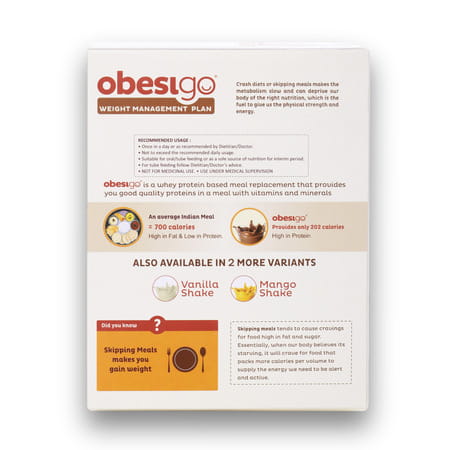 Obesigo | Best Meal Replacement Shake | Weight Loss (350gm | 7 Sachets - Weekly | Chocolate Flavour)
