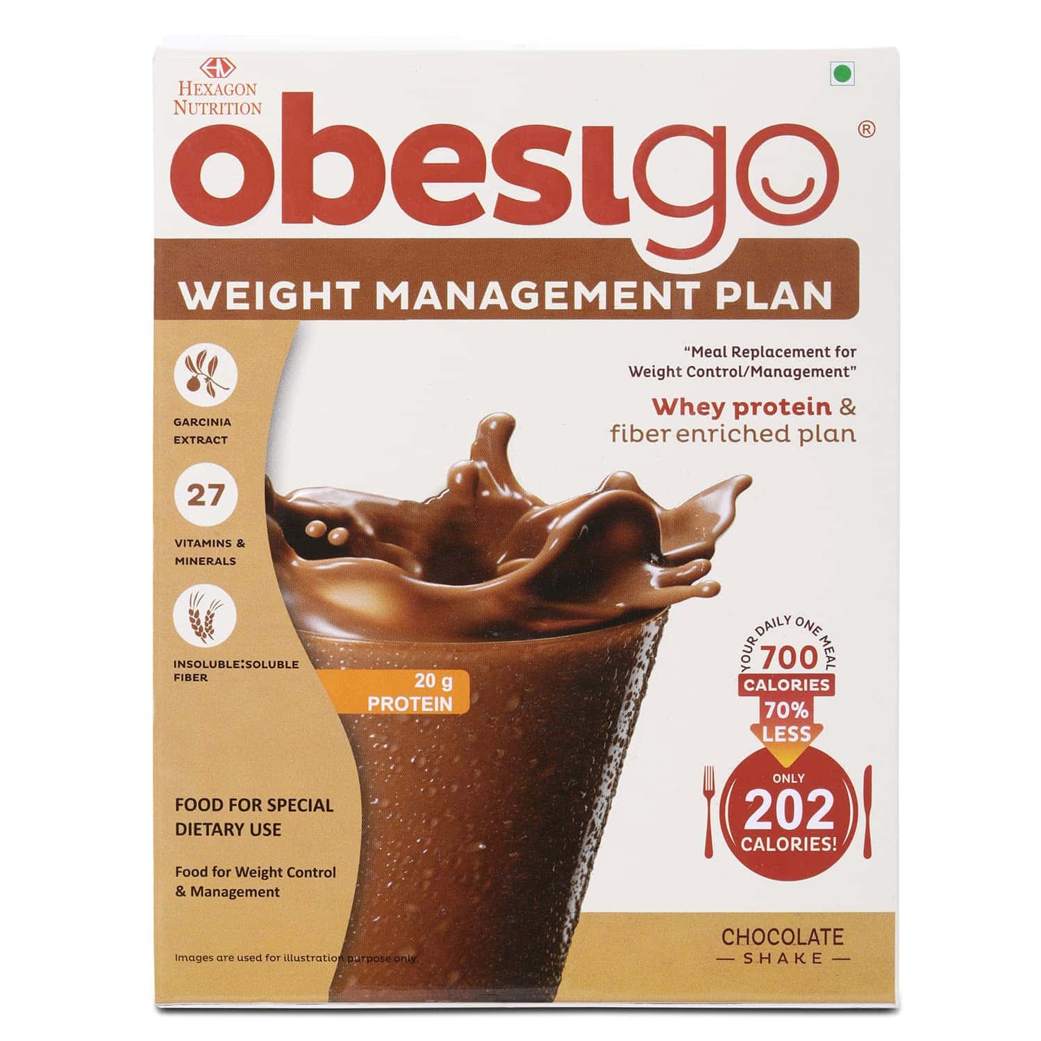 Obesigo | Best Meal Replacement Shake | Weight Loss (350gm | 7 Sachets - Weekly | Chocolate Flavour)