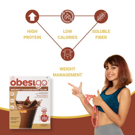 Obesigo | For Weight Management | Chocolate Flavour | Box (350Gm | 7 Sachets )
