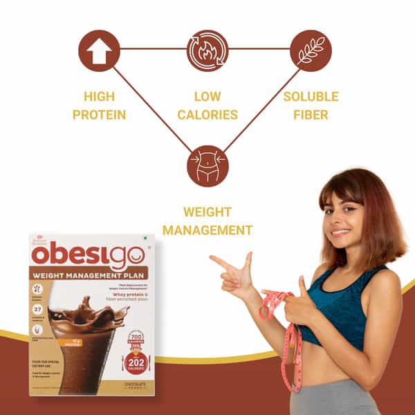 Obesigo | For Weight Management | Chocolate Flavour | Box (350Gm | 7 Sachets )