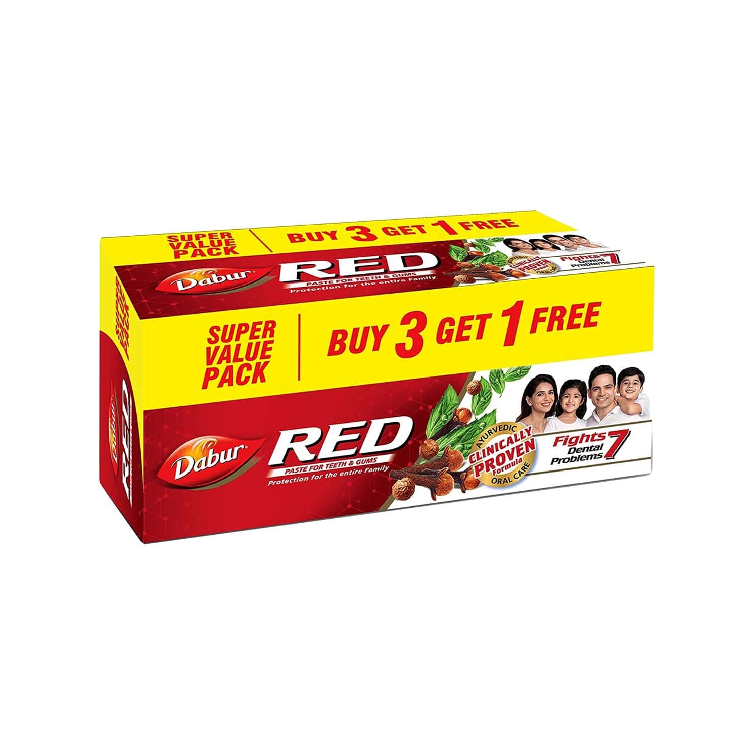 Buy Dabur Red Toothpaste 600g (Buy 3 Get 1 Free 150g) Online & Get