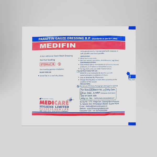 Medica Medifin Paraffin Gauze Dressing 10Cm X 10Cm - Non-Adherent Dressing