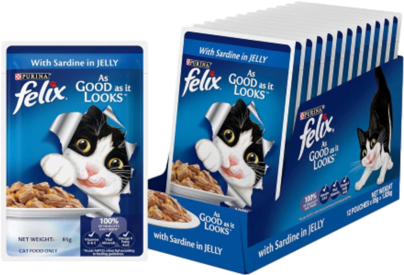 Purina Felix With Sardine In Jelly | Wet Food For Adults | Complete And Balanced Cat Food 12 X 85 G