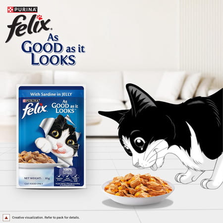 Purina Felix With Sardine In Jelly | Wet Food For Adults | Complete And Balanced Cat Food 12 X 85 G