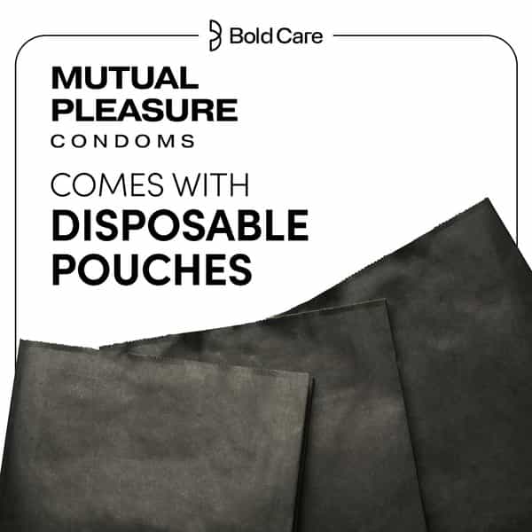 Bold Care Mutual Pleasure Dotted (576 Dots), Ribbed & D-Lay Condoms|With Disposable Pouches - 10 Pcs
