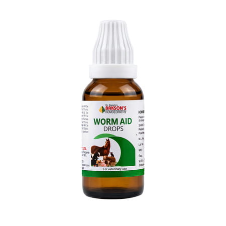 Bakson Homoeopathy Worm Aid Drops | For Veterinary Use | 30 Ml
