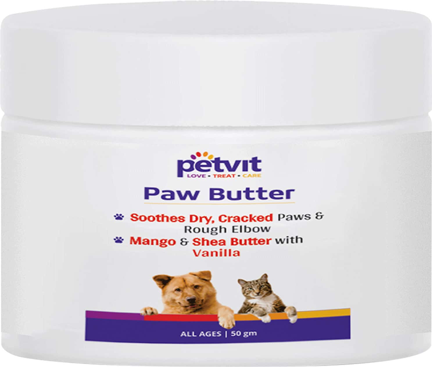 Petvit Paw Butter With Mango & Shea Butter & Lemon Grass Oil Vitamin E For All Breed Dog & Cat50gm