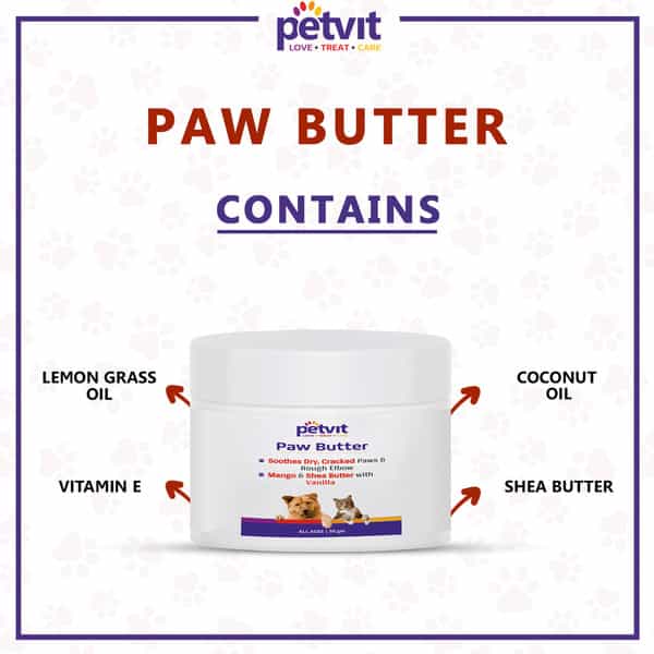 Petvit Paw Butter With Mango & Shea Butter & Lemon Grass Oil Vitamin E For All Breed Dog & Cat50gm