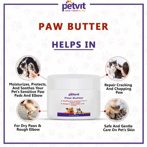 Petvit Paw Butter With Mango & Shea Butter & Lemon Grass Oil Vitamin E For All Breed Dog & Cat50gm