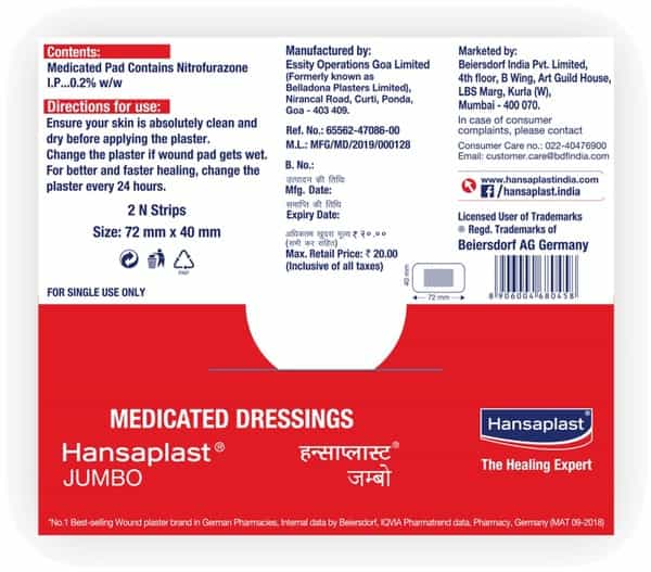 Hansaplast Jumbo Bandage Packet Of 2
