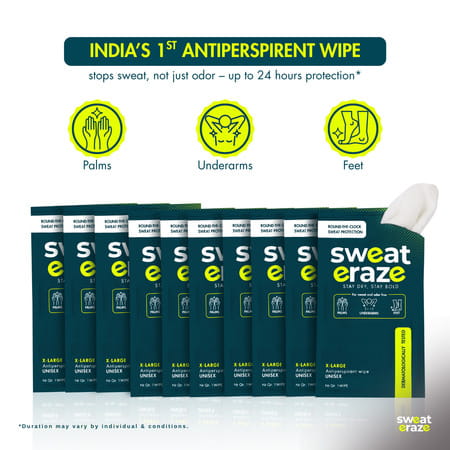 Sweat Eraze - Antiperspirant Wipes - Pack Of 10