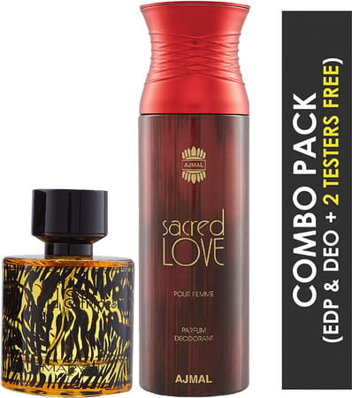 Maryaj Wild Stripes Edp Oriental 100Ml For Men And Ajmal Sacred Love Deodorant Musky 200Ml For Women