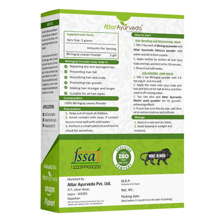 Attar Ayurveda Natural Bhringraj Powder For Hair Growth (100 Grams)