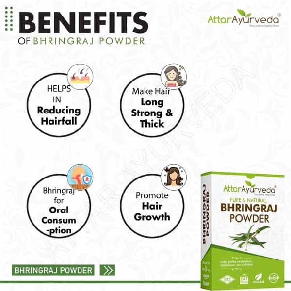 Attar Ayurveda Natural Bhringraj Powder For Hair Growth (100 Grams)