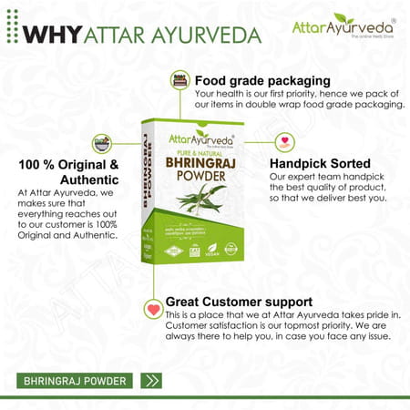 Attar Ayurveda Natural Bhringraj Powder For Hair Growth (100 Grams)
