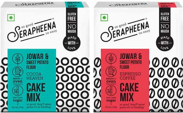 Serapheena Cake Mix|Jowar And Sweet Potato Flour (Chocolate-200G & Coffee-205G Pack Of 2)