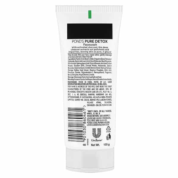 Pond's Pure Detox Pollution Clear With Activated Charcoal Face Wash - 100G