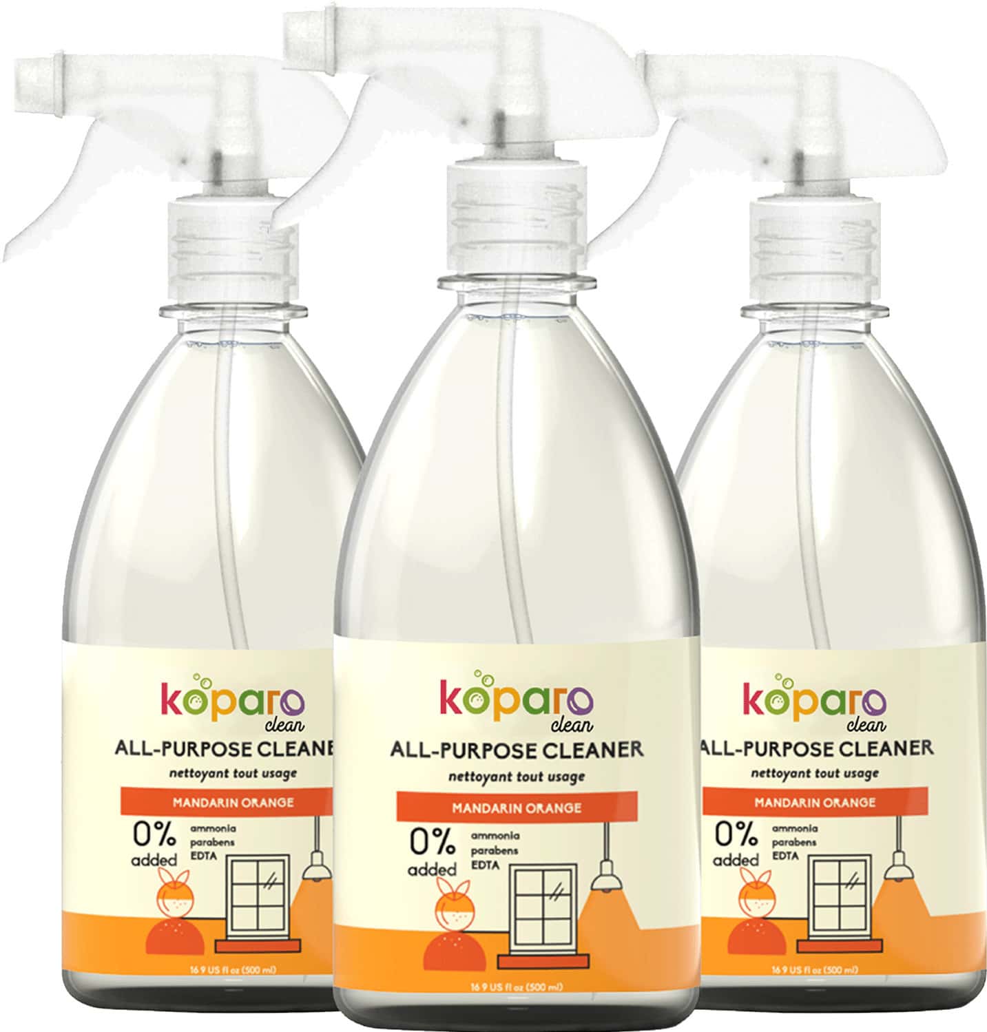 Koparo All Purpose Natural Cleaner Liquid Spray For Bathroom Kitchen And Glass Child Safe 500 Mlx3