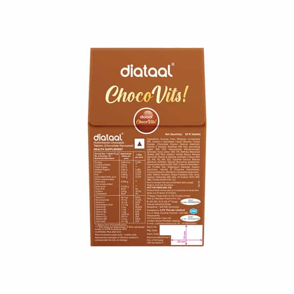 Diataal Chocovits Chocolate Multivitamins Tasty + Healthy Vitamins 30 Chewable Tablets