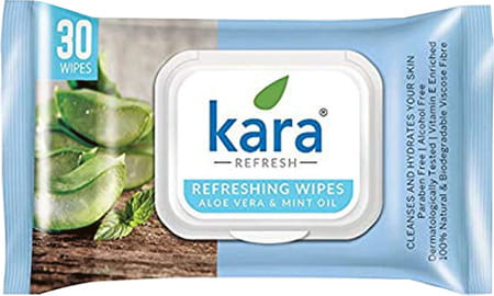Kara Aloe Vera & Mint Oil Cleansing & Hydrating Face Wipes - 30 Wipes