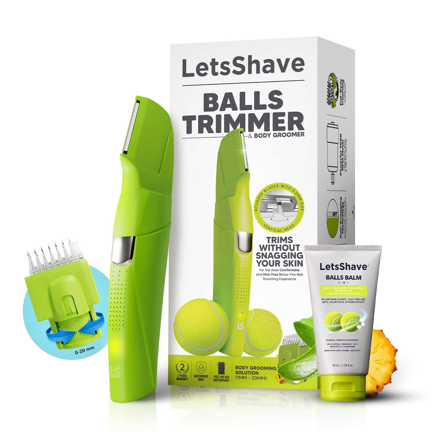 Letsshave Balls Trimmer And Balls Balls Balm Combo For Men