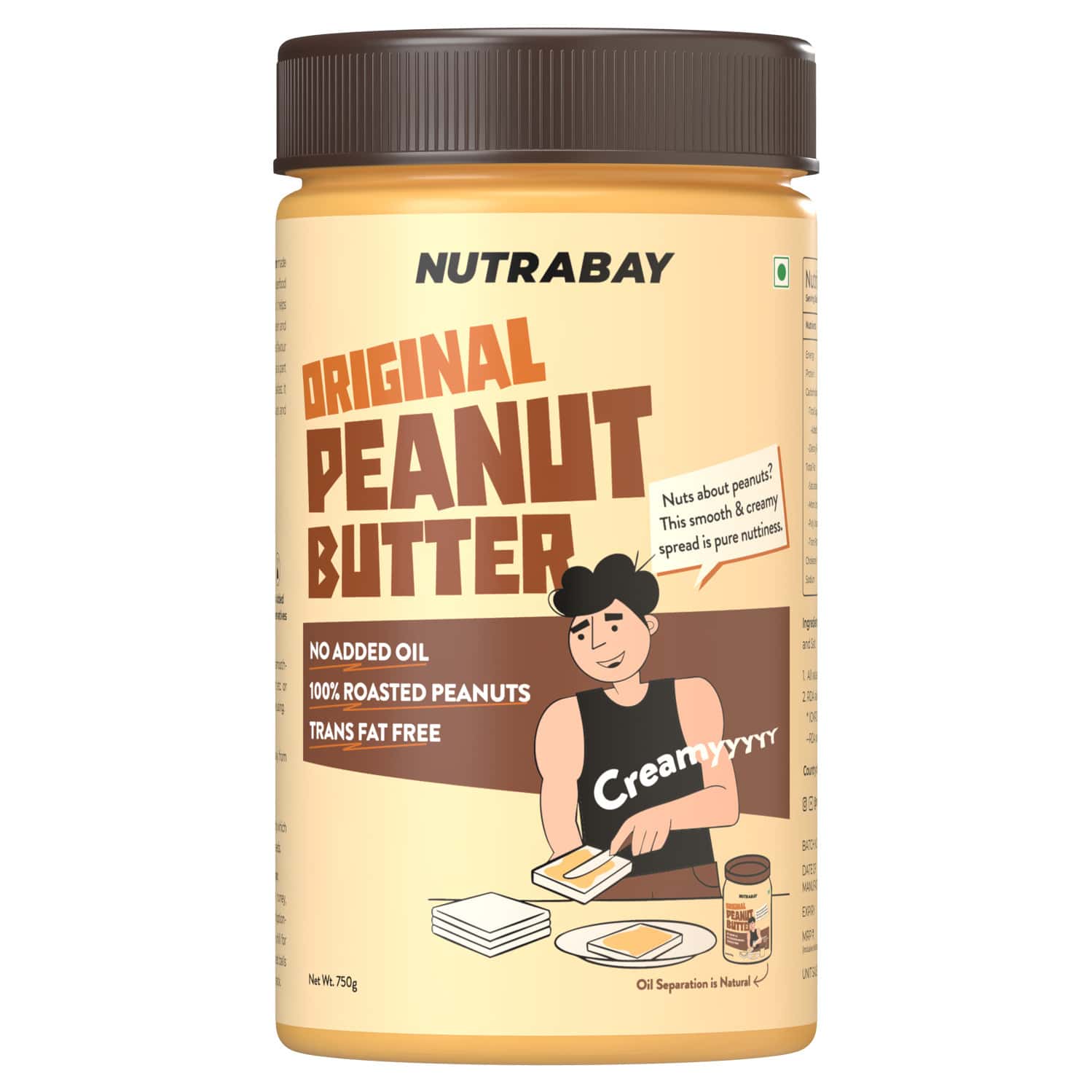 Nutrabay Foods Original Peanut Butter - Creamy | 750g | Creamy - 750g