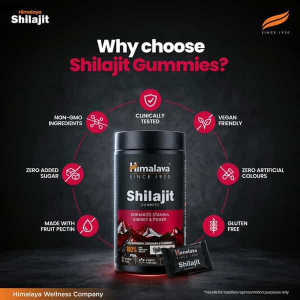 Himalaya Shilajit Gummies With Ksm-66 | Supports Energy, Stamina & Performance | Bottle 30 Unit