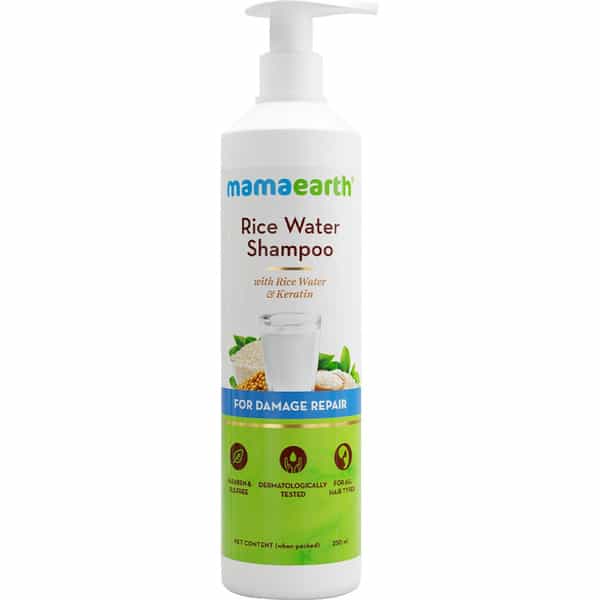 Mamaearth Rice Water Shampoo With Rice Water & Keratin For Damaged | Dry And Frizzy Hair (250 Ml)