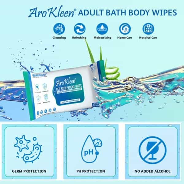 Arokleen Bed Bath Patient Large Wet Wipes Enriched With Aloe Vera And Glycerine 10Pcs Pack Of 1 