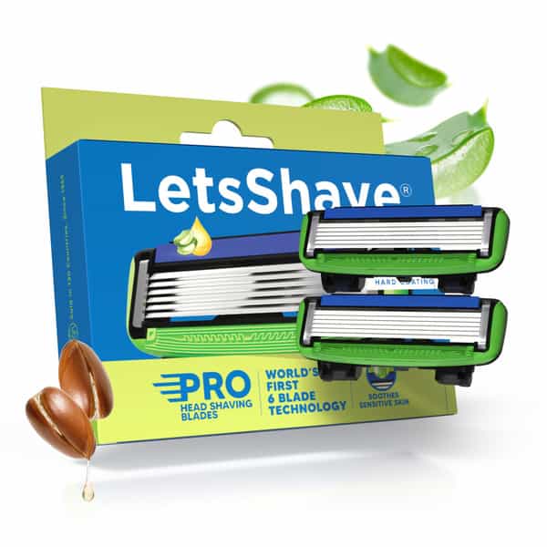Letsshave Pro Head Shaving Razor Blades | Men | Replacement Cartridges With Moisturizing Strip - 2N