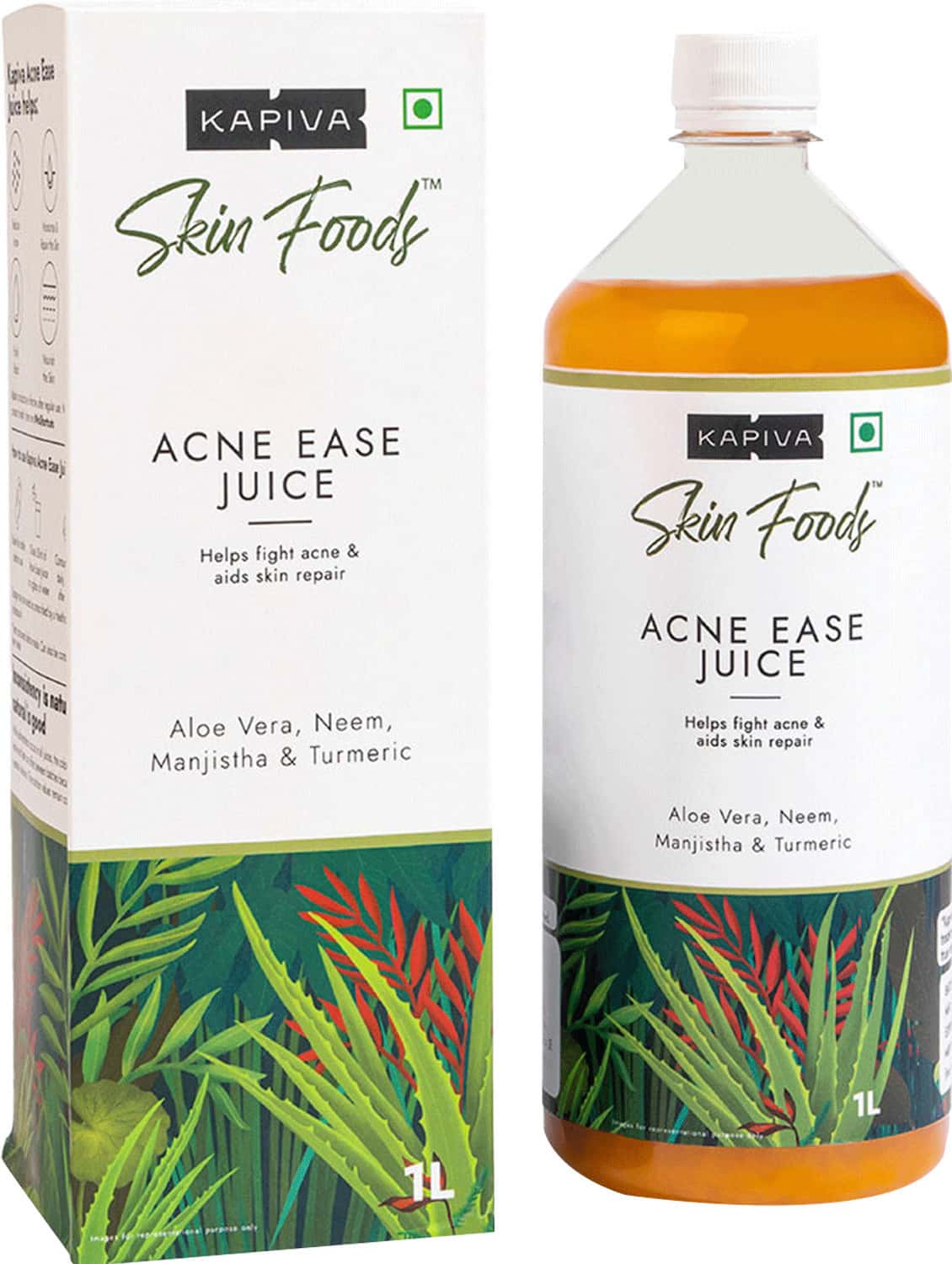 Kapiva Acne Ease Juice 1l - Ayurvedic Juice For Acne Control | 4 Ayurvedic Herbs