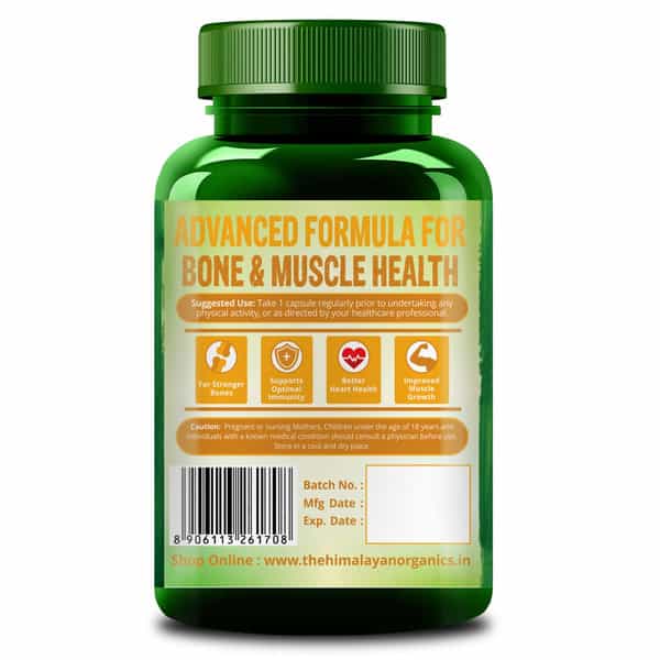 Himalayan Organics Plant Based Calcium Magnesium Zinc D3 & K2 | Whole Food & Natural- 120 Capsules
