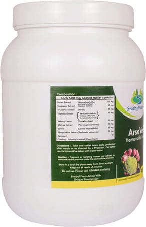Grazing Meadows Arso Vedic 900 Tablets (Each 500mg) Natural Hemorrhoid Medicine (Pack Of 5)