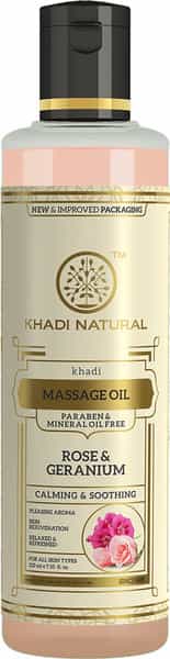 Khadi Natural Rose Geranium Massage Oil Paraben Mineral Oil Free 210 Ml