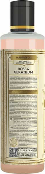 Khadi Natural Rose Geranium Massage Oil Paraben Mineral Oil Free 210 Ml