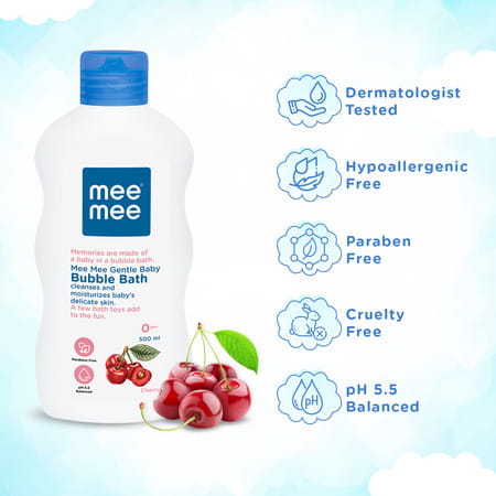 Meemee Gentle Baby Bubble Bath With Cherry Extracts | Dermatological Tested (500 Ml)