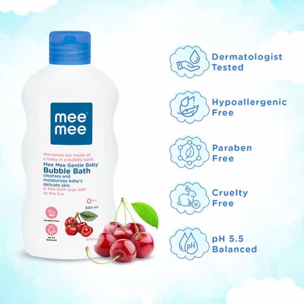 Meemee Gentle Baby Bubble Bath With Cherry Extracts | Dermatological Tested (500 Ml)