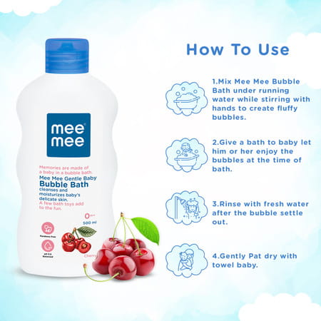 Meemee Gentle Baby Bubble Bath With Cherry Extracts | Dermatological Tested (500 Ml)