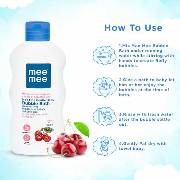 Meemee Gentle Baby Bubble Bath With Cherry Extracts | Dermatological Tested (500 Ml)