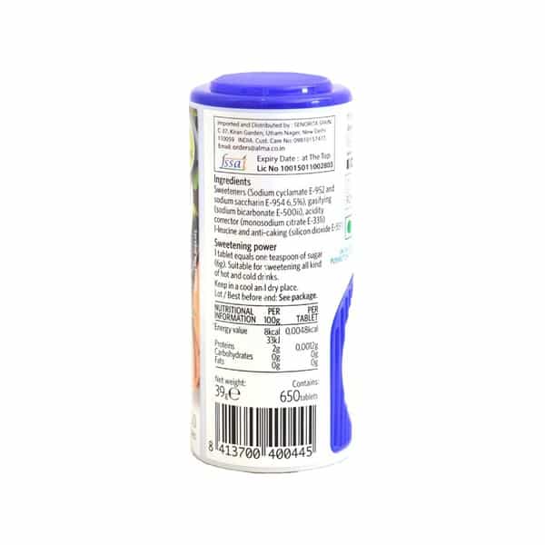 Alma Sugar Free Sweetener Tablets Bottle Of 650