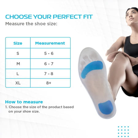 Vissco Silicone Insoles For Relieving Foot Pain Shock Absorber & For Sports - Small (Grey)
