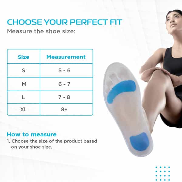 Vissco Silicone Insoles For Relieving Foot Pain Shock Absorber & For Sports - Small (Grey)