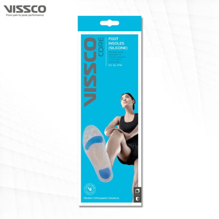 Vissco Silicone Insoles For Relieving Foot Pain Shock Absorber & For Sports - Small (Grey)