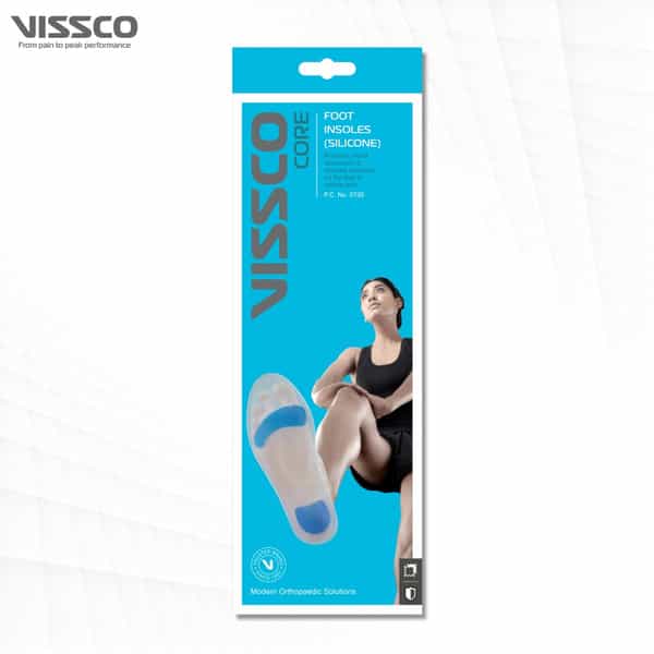 Vissco Silicone Insoles For Relieving Foot Pain Shock Absorber & For Sports - Small (Grey)