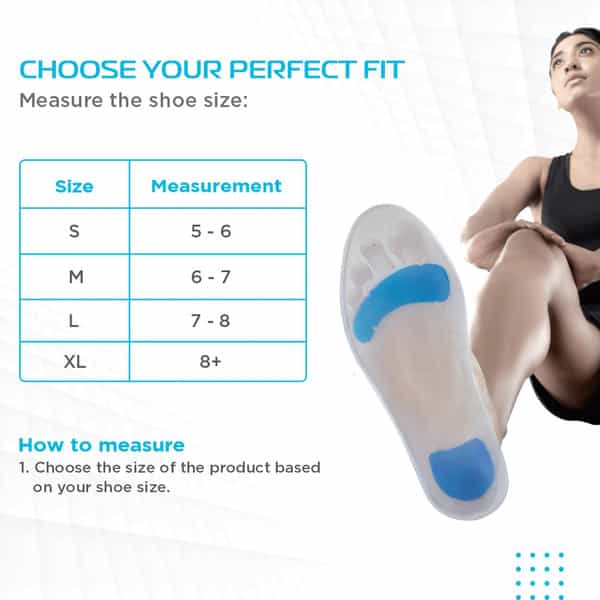 Vissco Silicone Insoles For Relieving Foot Pain Shock Absorber & For Sports - Small (Grey)