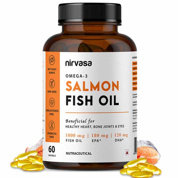 Nirvasa Salmon Fish Oil Softgel Capsule | For Healthy Heart | Brain And Eyes( 60 Softgel Capsules)