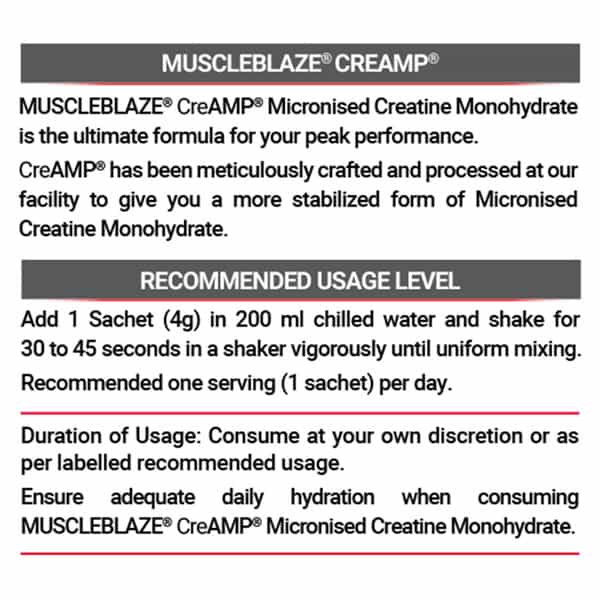 Muscleblaze Micronised Creatine Monohydrate Creamp Powder | Watermelon Kool Aid | 7 Sachet (4G Each)